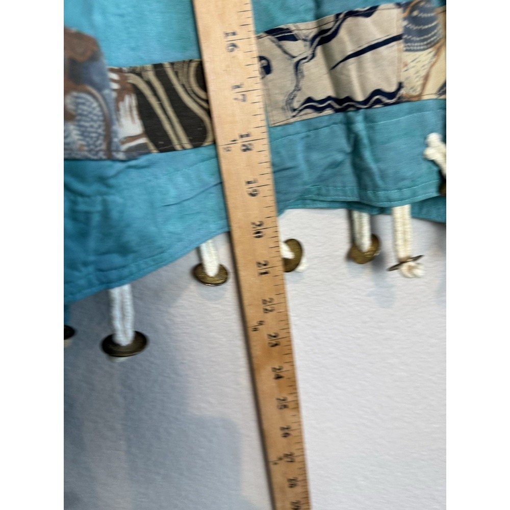 Nativewear Designs XL Jacket Patchwork Ribbon Gold Coins Boho Indonesia Teal Blu - Picture 4 of 8
